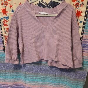 Lush Mauve Waffle Knit Top